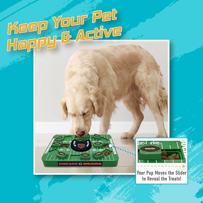Pets First NFL Chicago Bears Large Puzzle Toy, New Size, Interactive Dog Treat & Slow Feeding Toy