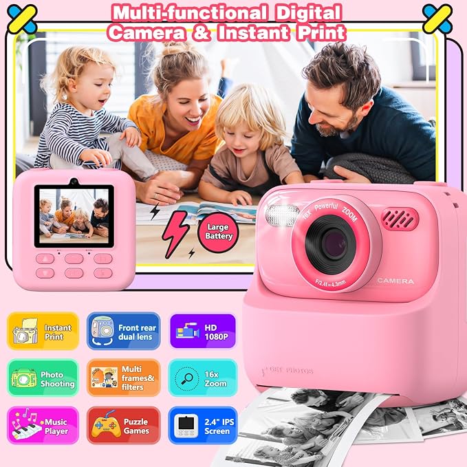 masterbee Kid Camera Instant Print Photo, Birthday Gifts