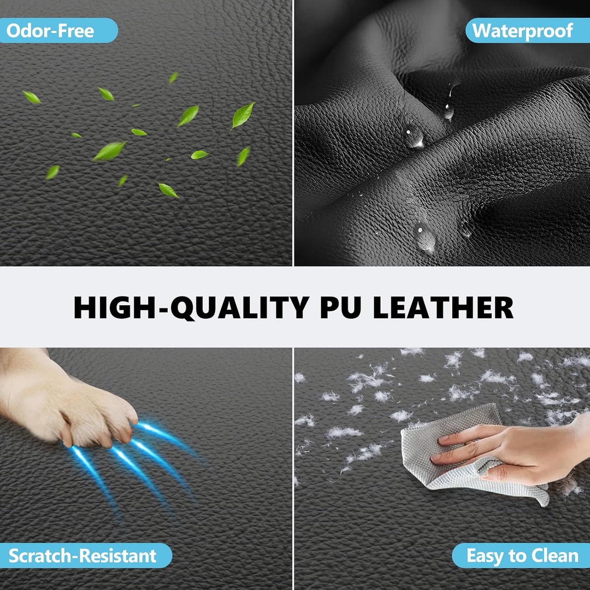 Backseat Dog Bed, Dog Bed for Car Back Seat, 4in Thick PU Leather Pet Bed for Backseat Extender – Waterproof, Scratch-Proof, Non-Slip, Removable & Washable for SUVs, Sedans & Trucks (51"x23.5", Black)