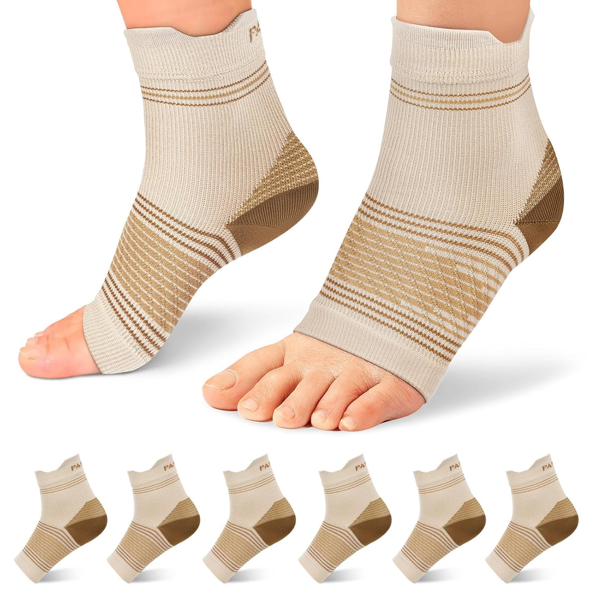 Skiennix Plantar Fasciitis Socks - Compression Ankle Brace with Arch Support for Pain Relief | Nude, XX-Large