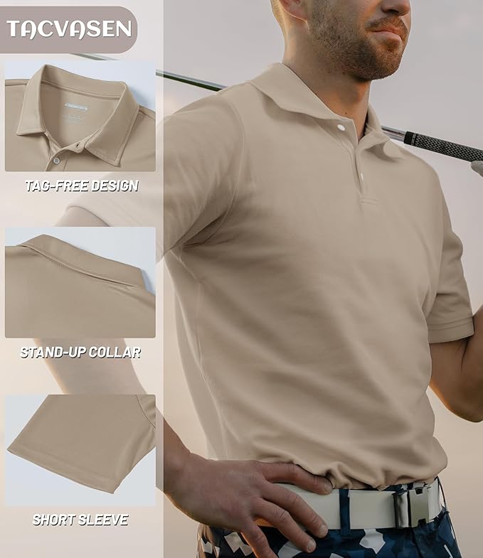 TACVASEN Mens Golf Shirt Dry Fit Mens Polo Shirts Short Sleeve Performance Golf Polos for Men with Collar Work Shirts