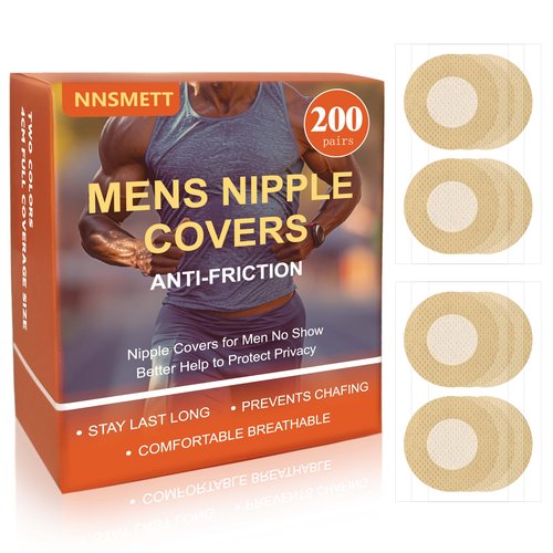 NNSMETT Nipple Covers Men,400Pcs (200 Pairs) Anti-Chafing Nipple Covers for Men, No-Show Mens Nipple Guard Tape for Running, Sports, and Daily Wear Oatmeal