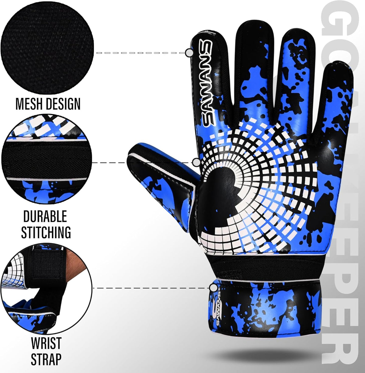 SAWANS Football Goalkeeper Gloves - Strong Grip & Wrist Support for Kids, Youth, and Adults
