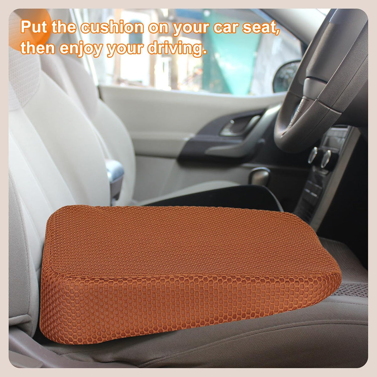 HARFINGTON Seat Cushion 3.94" Thick Comfort Memory Foam Office Chair Cushion with Non Slip Bottom for Car Seat Driver, Black