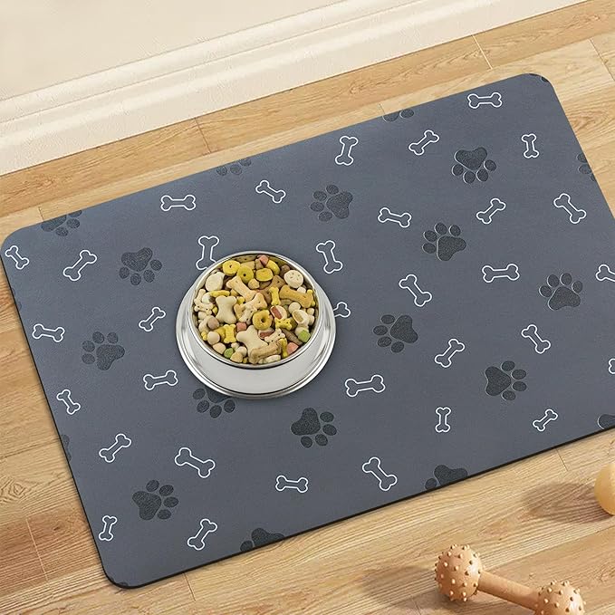 Pet Cat Dog Food Mat Non Slip Mat for Dog Water Bowl Mat Quick Dry Absorbent Cat Feeding Mat, 32 * 17 in, Green