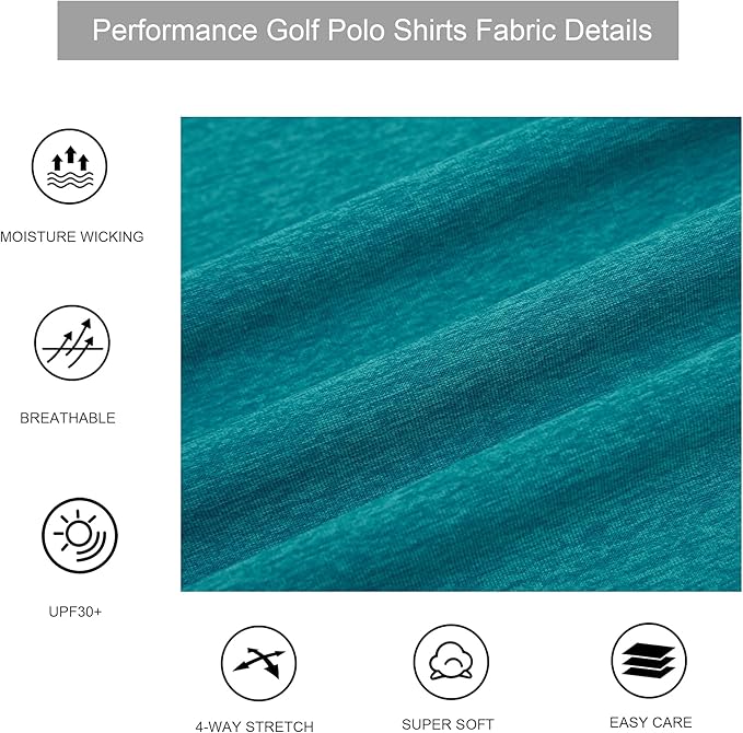 Alex Vando Mens Golf Shirt Moisture Wicking Quick-Dry Short Sleeve Casual Polo Shirts for Men