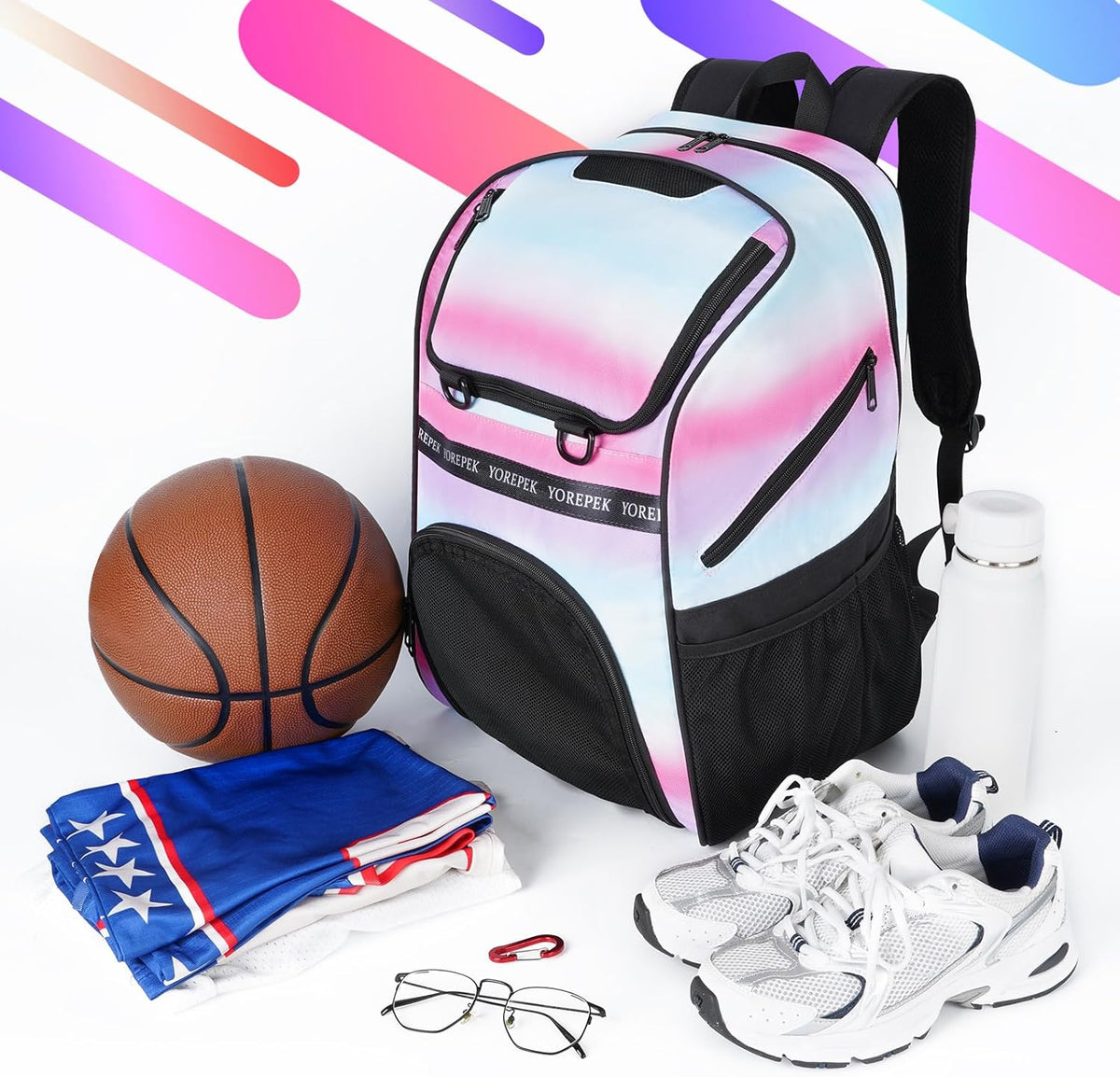 YOREPEK Basketball Bag - Large Water-Resistant Backpack with Shoe Compartment & Ball Holder | Ideal for Sports Training