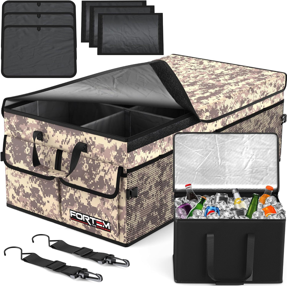 FORTEM Trunk Organizer - Foldable Car Organizer with Cooler for SUV, Trucks