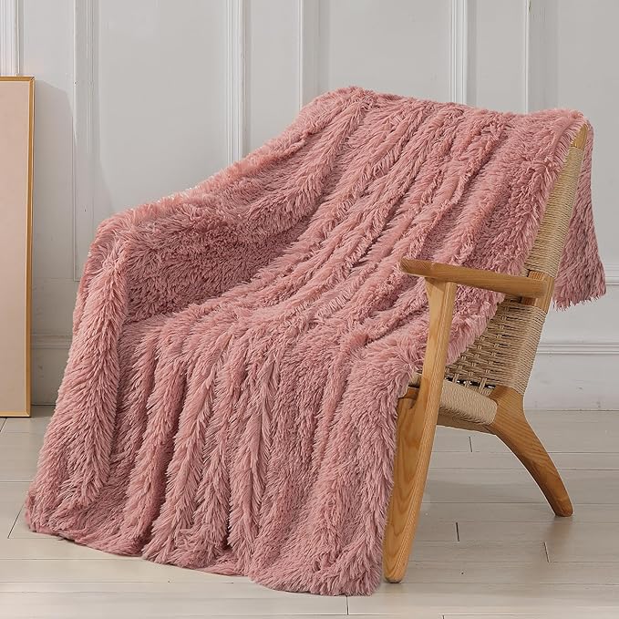 Tuddrom Decorative Extra Soft Faux Fur Blanket Twin Size 70" x 78", Solid