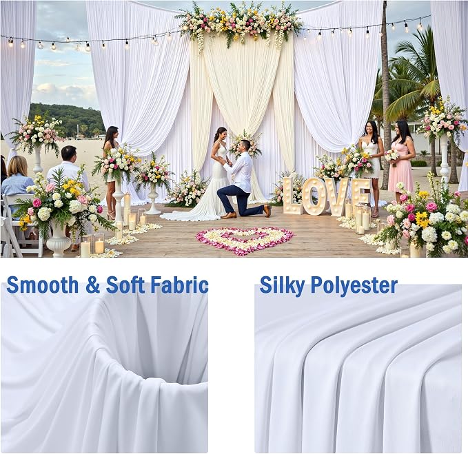 12ft x 10ft White Backdrop Curtains