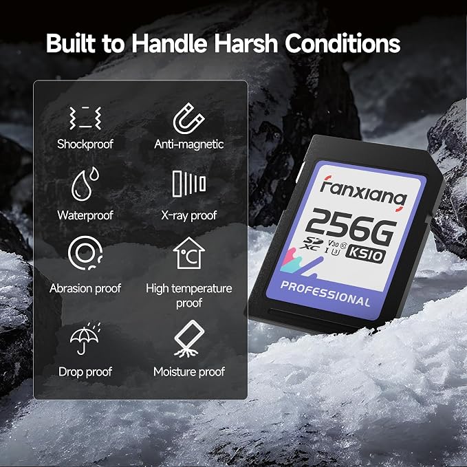 fanxiang 256GB SDXC Memory Card SD Card, Full-HD & 4K Video,