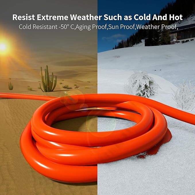 HUANCHAIN 12/3 Gauge Heavy Duty Outdoor Extension Cord 15 ft Waterproof with Lighted end, Flexible Cold-Resistant 3 Prong Electric Cord Outside, 15Amp 1875W 12AWG SJTW, Orange, ETL