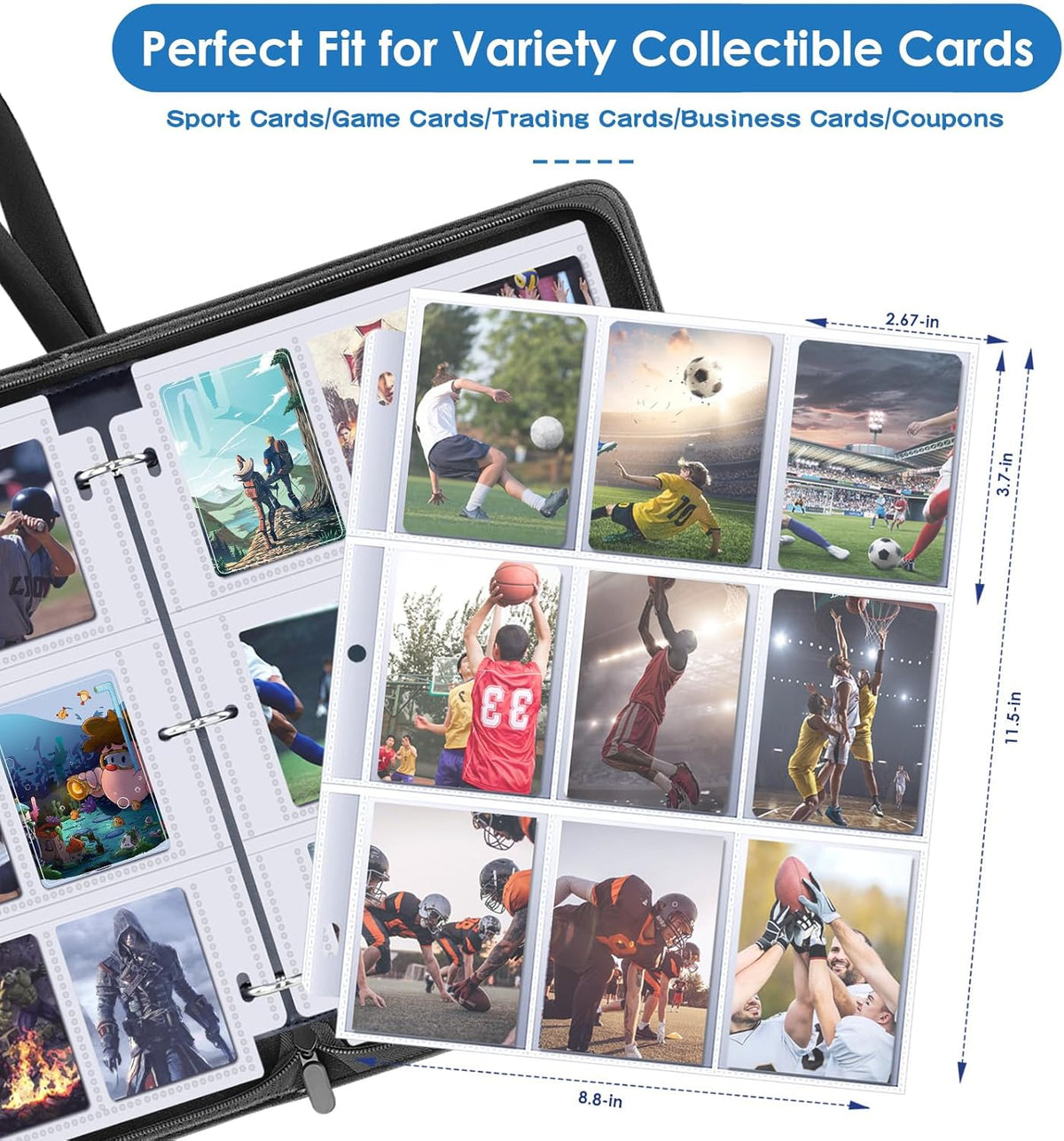 Skiennix 900 Pockets Card Binder - Durable Trading Card Holder Album for Sports & Game Cards (Red)