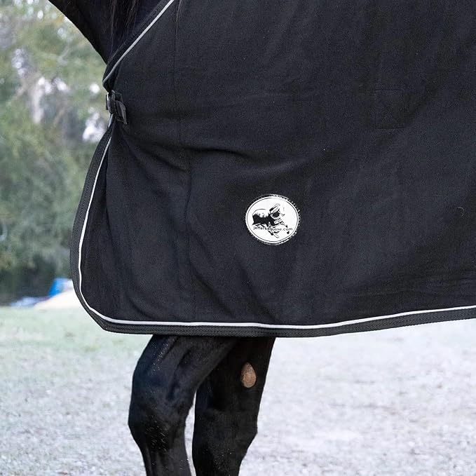 Jeffers Equine Elite Fleece Horse Cooler Blanket, 78 Inch – Soft, Adjustable Fit, Lightweight, Easy Care, Moisture Wicking Cooling Sheet with Surcingle for Post Exercise, Travel for Horses – Black