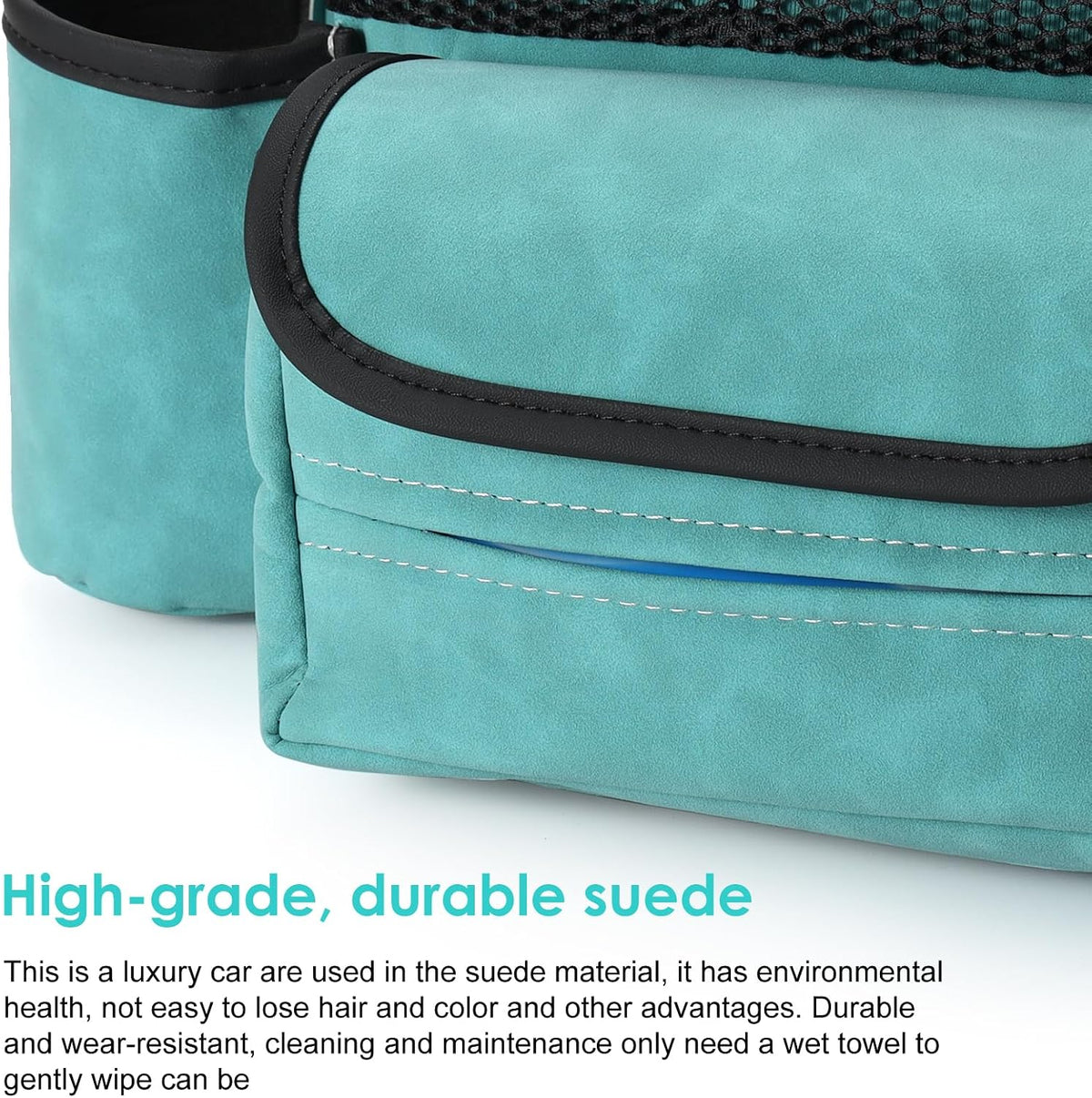 Leather Car Seat Organizer for Handbag/Purse – Fits Between Front Seats, Holds Wallet, Phone & Essentials. (Modle A/Blue)