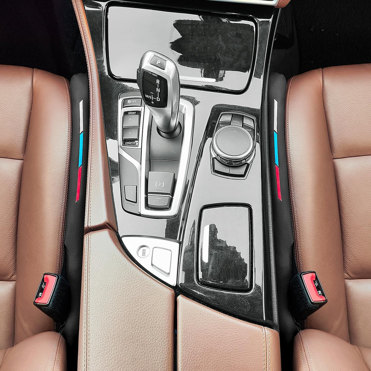 Sports Style Leather Car Seat Gap Filler Spacer Universal Seat Gap Filler Plug Compatible with BMWSeries M1 M3 M5 X1 X5 X6 Z4 3 5 7 Series Console Stop Things from Dropping