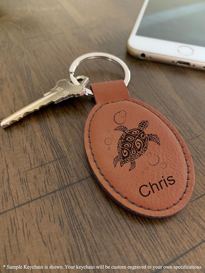 LaserGram Oval Keychain, Sunflowers, Personalized Engraving Included
