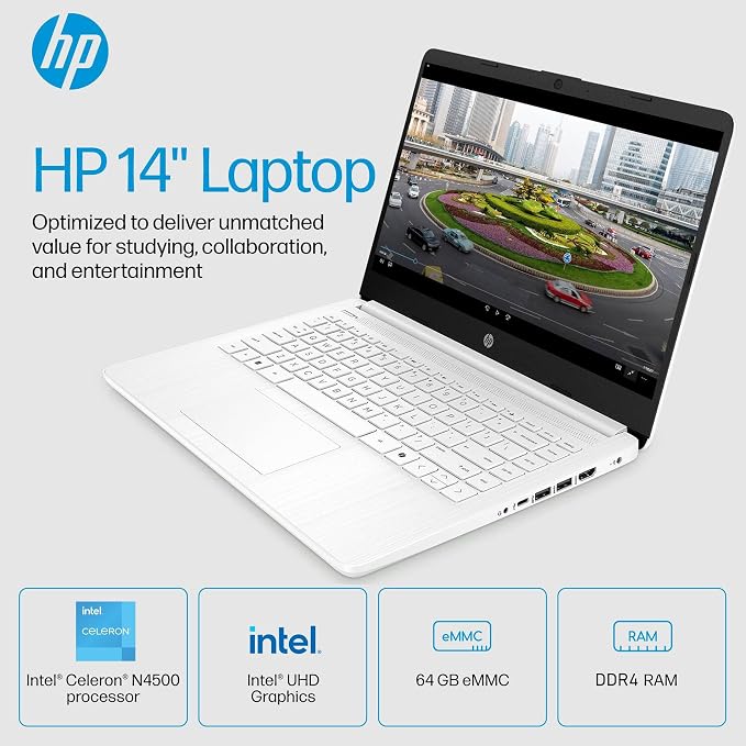 HP Essential 2026 Laptop, Office 365, Copilot AI, 4GB RAM, Intel Processor | Windows 11 Home S, WiFi 6 & Bluetooth, Camera, Fast Charge, Longtime battery life, Portable Design for Office & Student