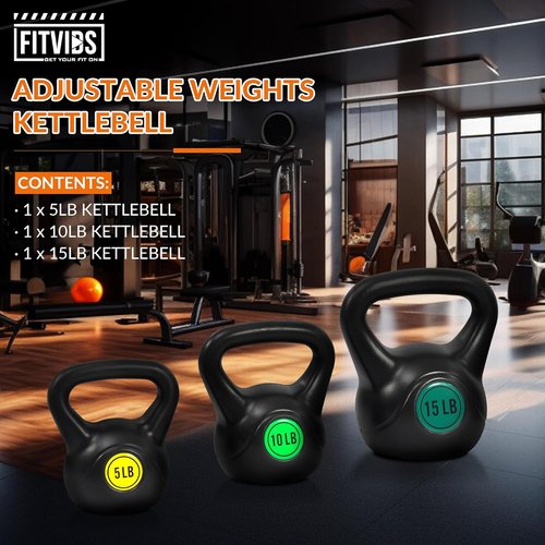 Fitvids Kettlebell Set - Strength Training Weights for Home Workouts | Adjustable 10-40 lbs