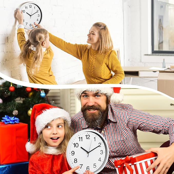 Inbagi 8 Pcs Wall Clock Large Silent Battery Operated Wall Clocks Modern Non