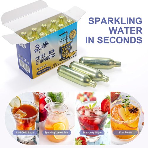 CO2 Soda Chargers - 8g Food Grade Cartridges for Soda Makers | Non-Threaded, 10 Pack