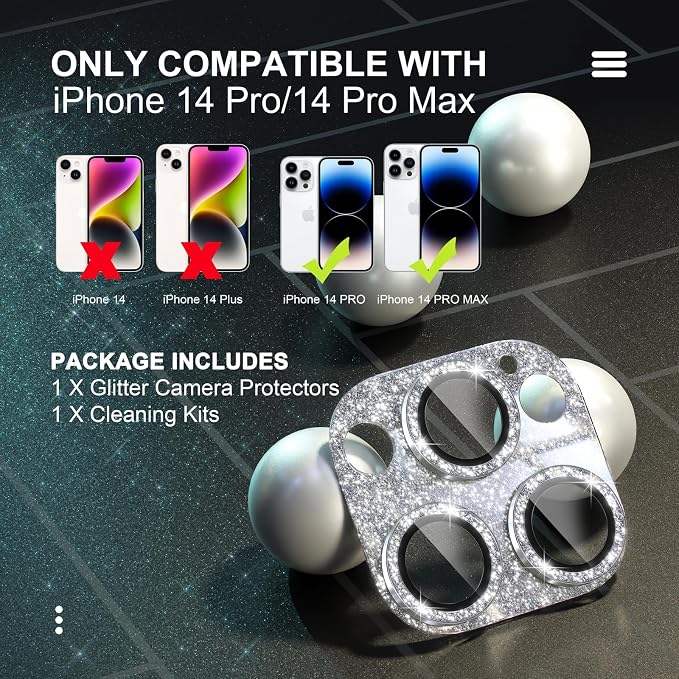 Choiche for iPhone 14 Pro/iPhone 14 Pro Max Camera Lens Protector, Bling Camera