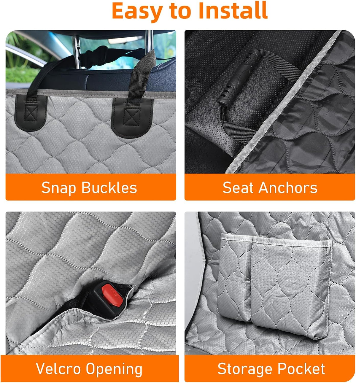 PETICON Dog Car Seat Cover for Back Seat, Waterproof Dog Hammock for Pets
