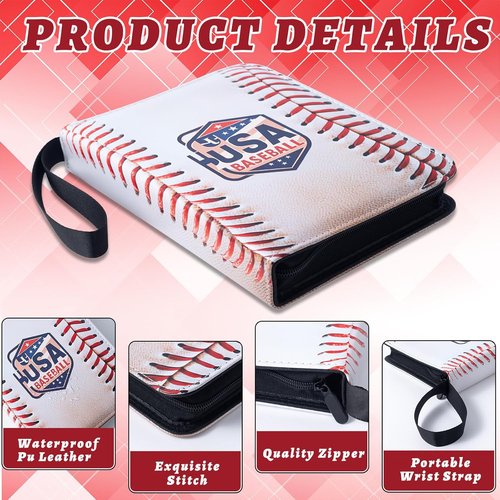 Baseball Card Binder - 4 Pocket Sports Card Album with 50 Removable Sleeves | Holds 400 Standard Size Cards