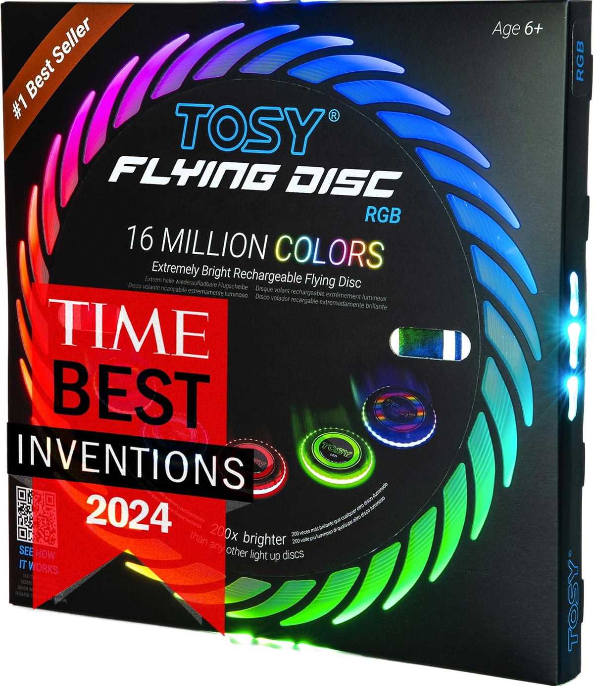 TOSY Flying Disc - Super Bright RGB LED Toy with Smart Modes | Rechargeable & Waterproof, Perfect for All Ages