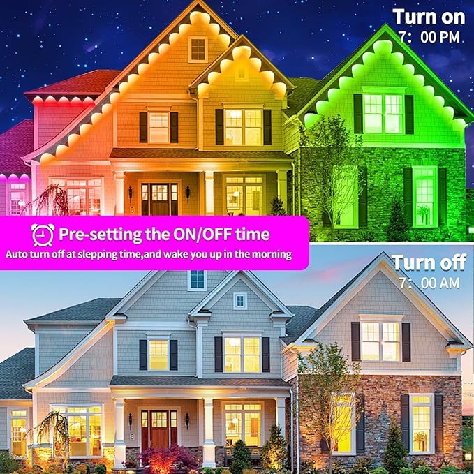 200Ft Permanent Outdoor Lights for House Waterproof, IP67 LED Eave Lights with App/Remote Control, Outdoor Permanent led Lighting for House Roof Decor,Christmas,Party,All Holiday and Daily