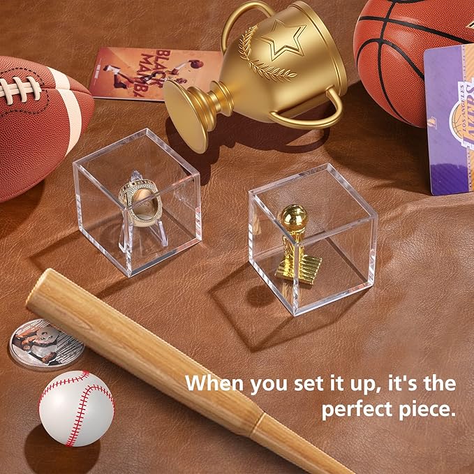 Championship Ring Display Case, Acrylic Display Box and Holder for Super Bowl, Championship, and Baseball Rings, for Collectors and Enthusiasts, 2pcs