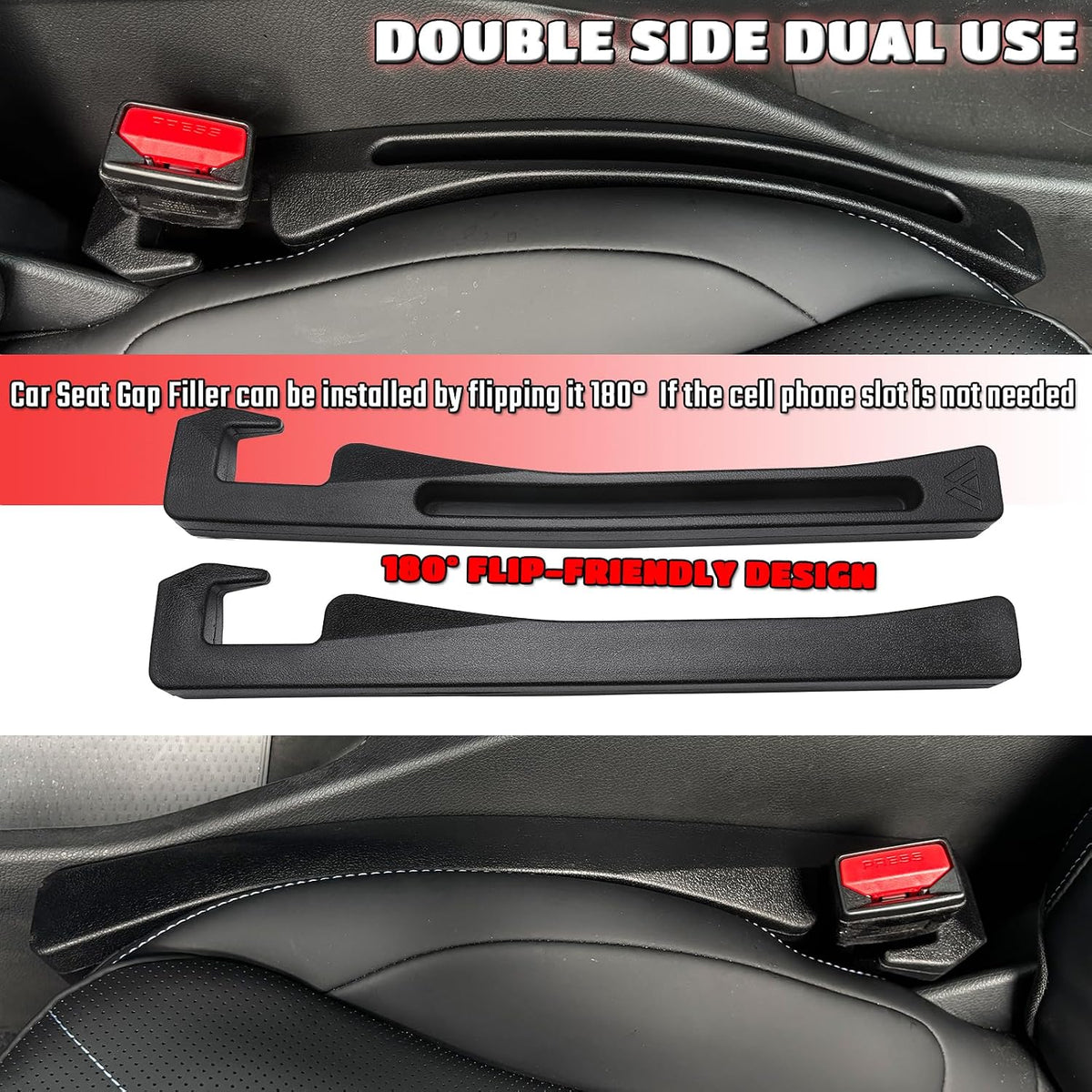 Seat Gap Filler for Su-baru Forester 1998-2026 Black Pack of 2