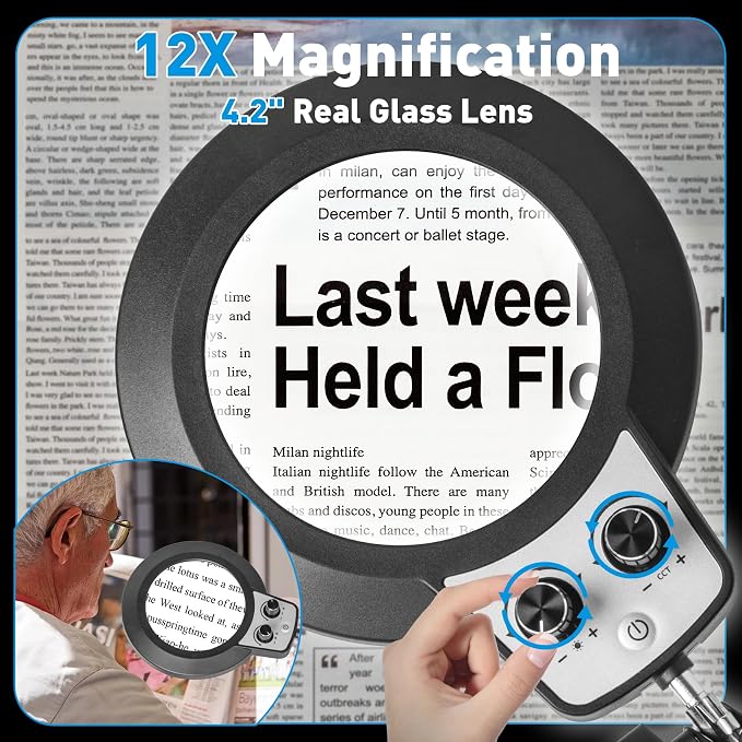 KIRKAS 12X Magnifying Glass