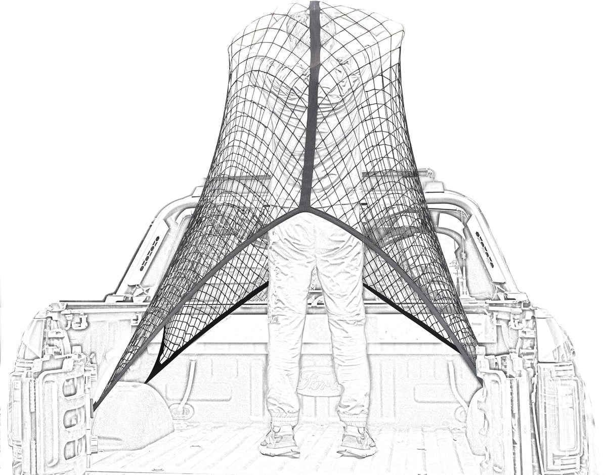 Highly Elastic Cargo Net, 4'x6' Stretches to 8'x12, Suitable for 6.5ft - 8.1ft Long Bed Trucks, Trailers (Lager Single Layer)