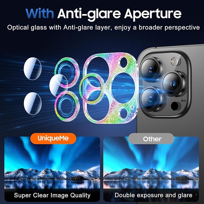 UniqueMe 3 Packs Compatible for iPhone 14 Pro Max/iPhone 14 Pro Camera Lens