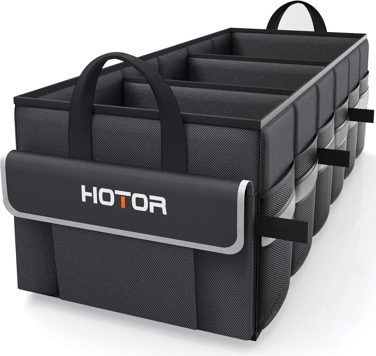 HOTOR Trunk Organizer - Car Organizer with 5 Pockets, Trunk organizer for SUV, Sedan & Van, Car Organization with Sturdy Base Panel for Car Accessories, Blue, 2 Compartments, 21.3"×12.6"×10.6"