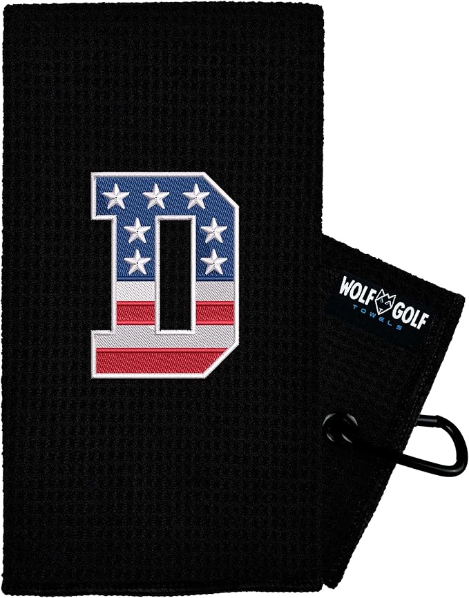Wolf Golf Towels USA Monogrammed Personalized Golf Towel | Custom Golf Towels for Golf Bags for Men or Women