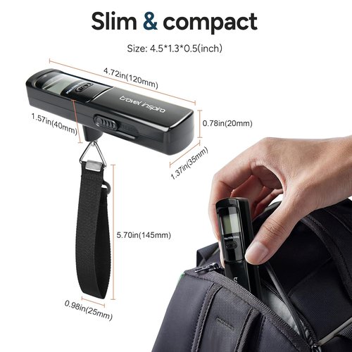 Battery-Free Luggage Scale - Portable Handheld Suitcase Scale | 110 lbs/50 kg Capacity