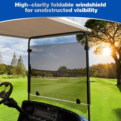 NOKINS Golf Cart Windshield Compatible With EZGO TXT(1995-2013) & PDS & DCS Gas & Electric model Golf Cart Folding Style Windshield Tinted