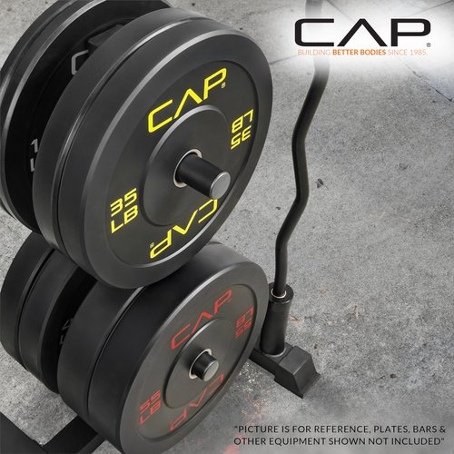 CAP Barbell 190 lb Competition Olympic Plate Set with Compact Plate Rack & Barbell Storage | 4 Weight Posts + 2 Barbell Holders