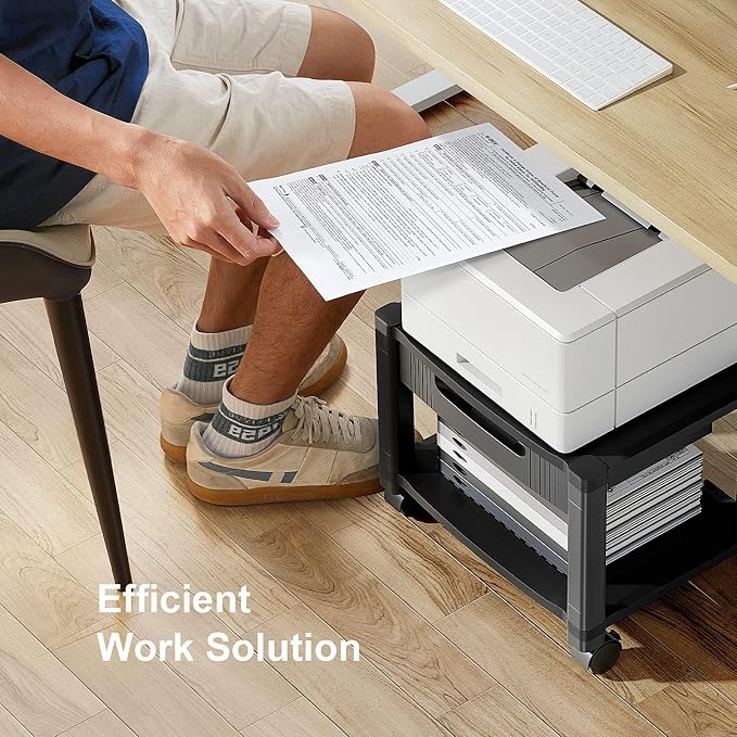 HUANUO Printer Stand with Cable Management and Storage Drawer, Printer Table