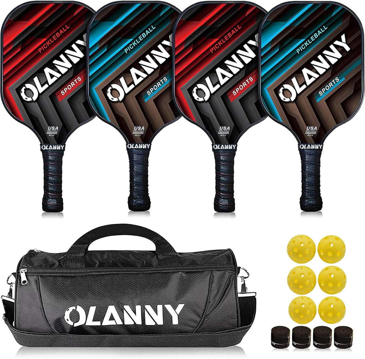 OLANNY Pickleball Paddles Set - Premium Graphite Rackets with Polymer Honeycomb Core | Includes Paddles, Balls & Bag