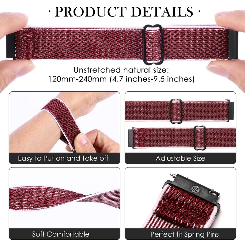 XINGMALY 6-Pack Bands for Withit Giga, Baolubao W50pro, Merryking MK70, for Soudorv Y10 Smart Watch Bands Smartwatch, Elastic Nylon Lightweight Soft Stretchable Replacement Straps Watch Men & Women