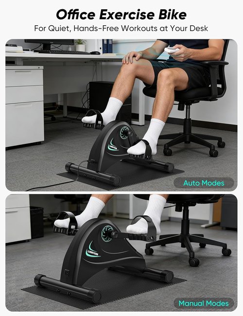 LUBBYGIM Mini Exercise Bike - Under Desk Pedal Exerciser for Seniors | Electric Motorized Foot Pedal Machine with 6 Speed Levels