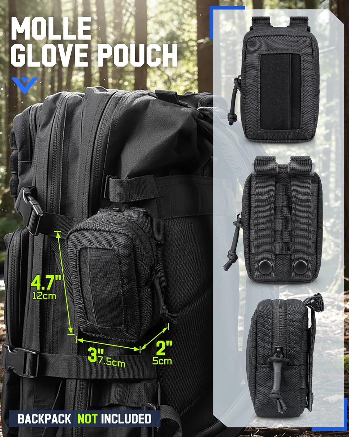 Skiennix Tactical Molle Glove Pouch - Durable Latex Disposable Glove Holder for EMS & Law Enforcement