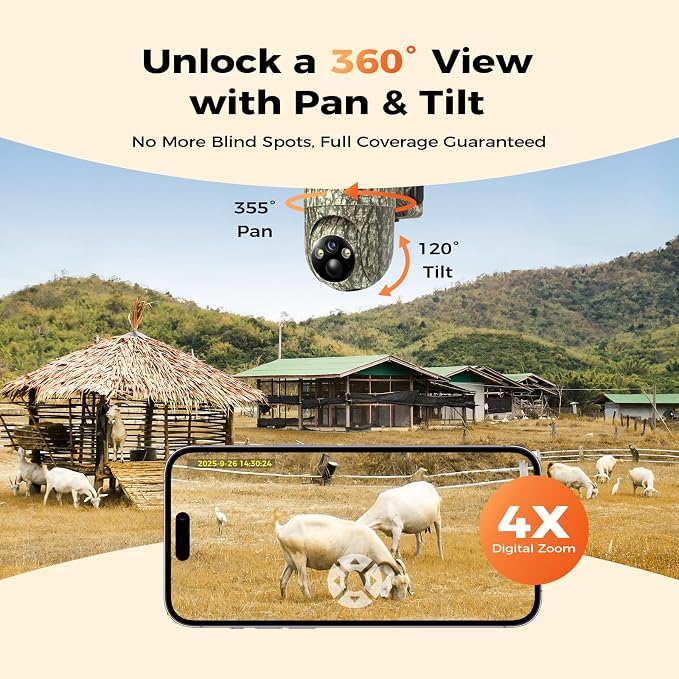 TKENPRO 4G LTE Cellular Trail Cameras, 360° View Live Streaming Game Camera