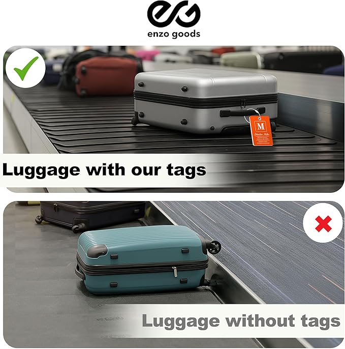 Personalized Luggage Tag | 6 Pack | Custom Luggage Tags for Suitcases | Kids Backpack Tag | 10 Color Options & Choose Font, Font Color
