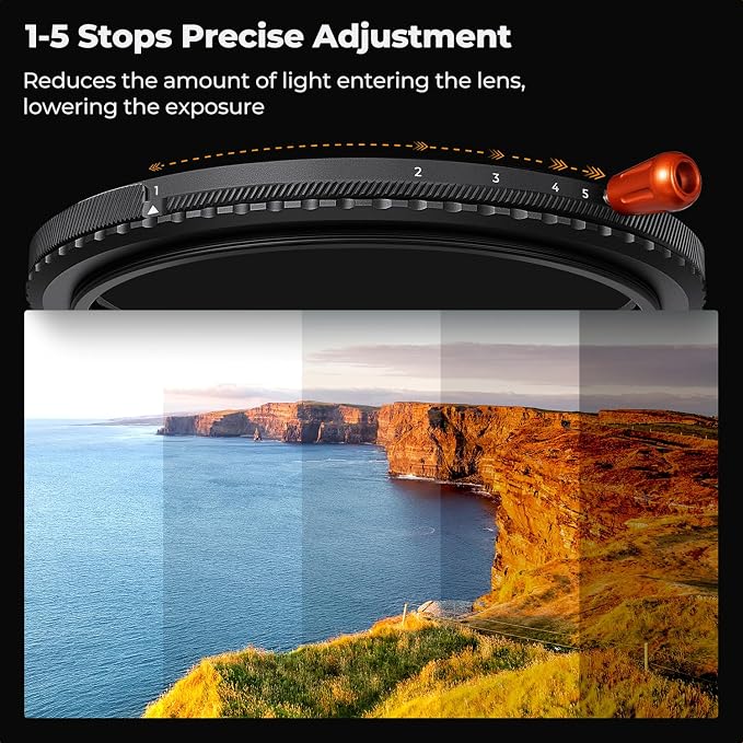 K&F CONCEPT 95mm Black Diffusion Mist Effect 1/4 & Variable ND2-32 & Circular