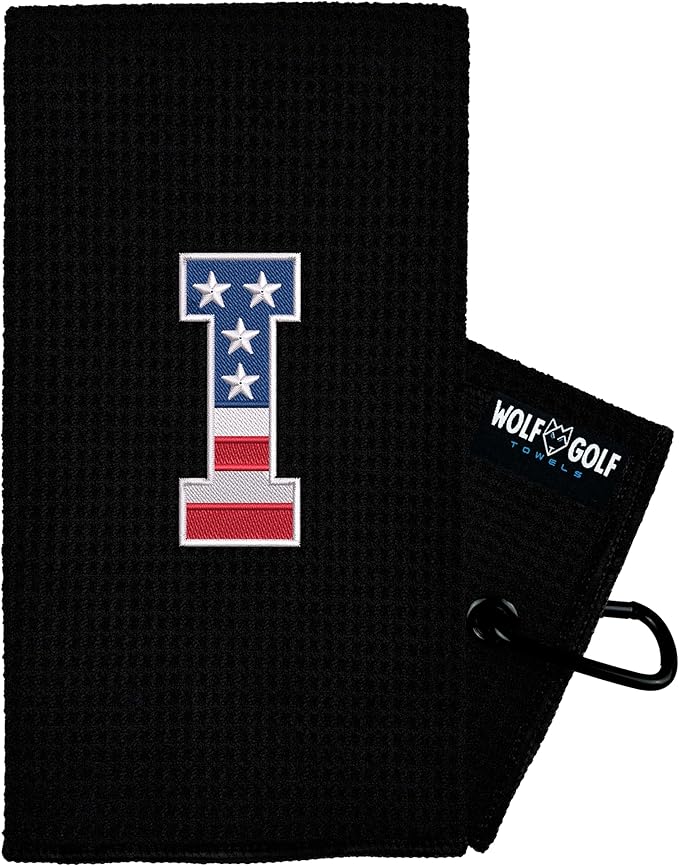 Wolf Golf Towels USA Monogrammed Personalized Golf Towel | Custom Golf Towels for Golf Bags for Men or Women