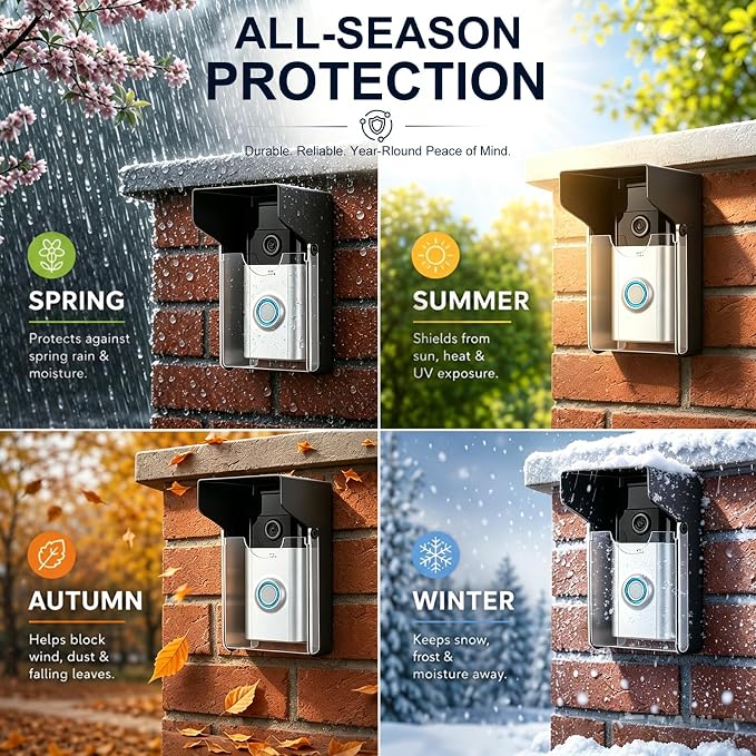 Flip Video Metal Doorbell Rain Cover Sun Shield Hood Plate, Weather Protection